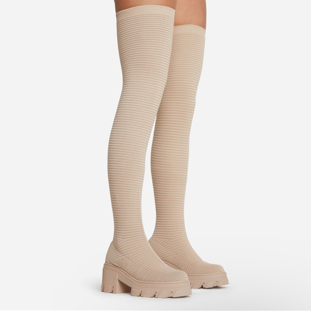 EGO OVER-THE-MOON CHUNKY SOLE OVER THE KNEE THIGH HIGH SOCK BOOT